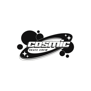 Black and White Cosmic Skate Logo Sticker